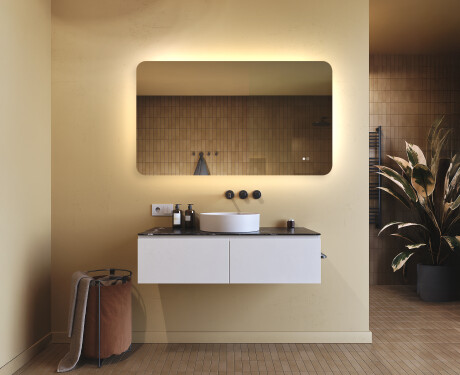 Rounded bathroom mirror with LED lighting, 120×70 cm, dual color, touch switch, heating mat #9