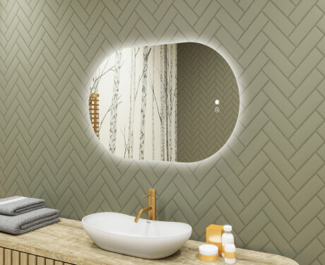 Illuminated bathroom mirror, 80×50 cm, dual color, touch switch, heating mat