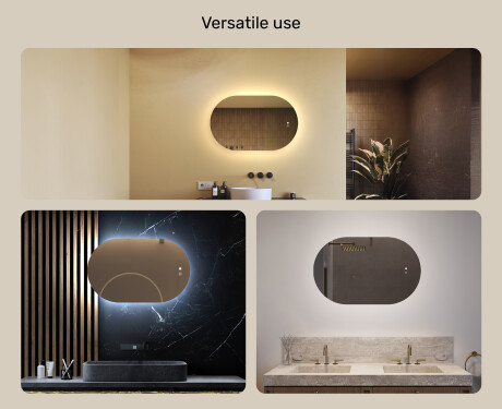 Illuminated bathroom mirror, 80×50 cm, dual color, touch switch, heating mat #2