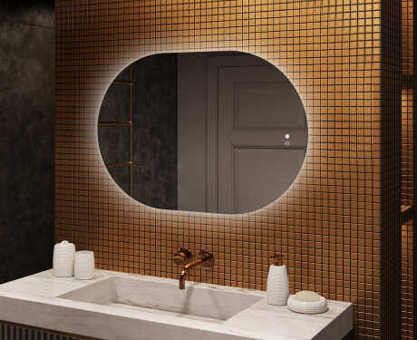 Illuminated bathroom mirror, 100×70 cm, dual color, touch switch, heating mat