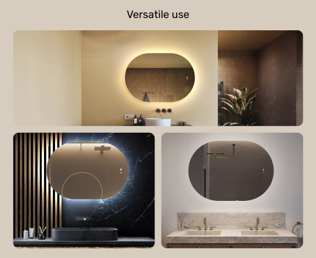 Illuminated bathroom mirror, 100×70 cm, dual color, touch switch, heating mat #2
