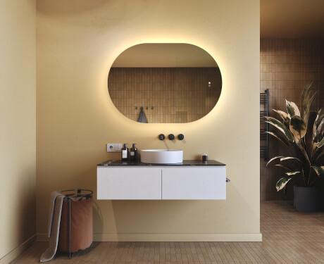 Illuminated bathroom mirror, 100×70 cm, dual color, touch switch, heating mat #9