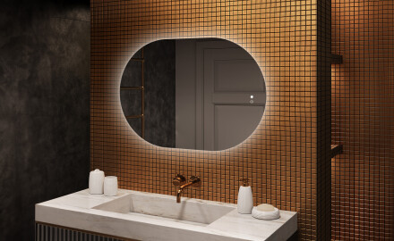 Illuminated bathroom mirror, 100×70 cm, dual color, touch switch, heating mat