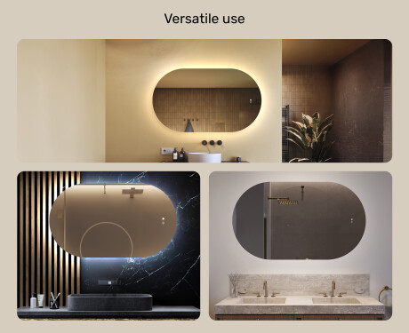 Illuminated bathroom mirror, 120×70 cm, dual color, touch switch, heating mat #2
