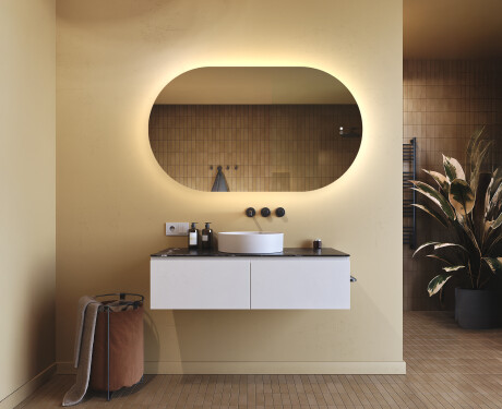 Illuminated bathroom mirror, 120×70 cm, dual color, touch switch, heating mat #9