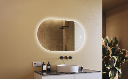 Illuminated bathroom mirror, 120×70 cm, dual color, touch switch, heating mat