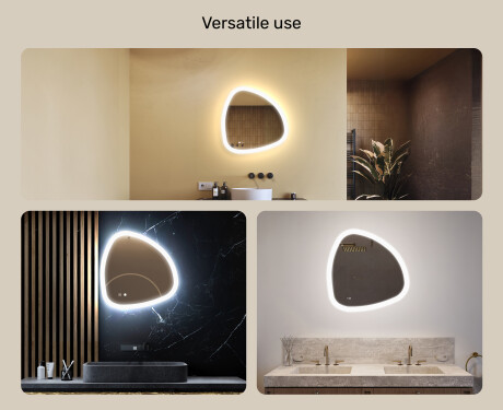 Irregular‑shaped mirror with lighting, 64×64 cm, dual color, touch switch, heating mat #2