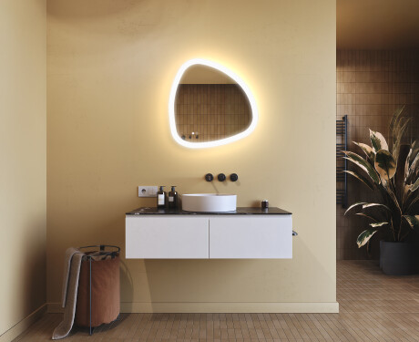 Irregular‑shaped mirror with lighting, 64×64 cm, dual color, touch switch, heating mat #9