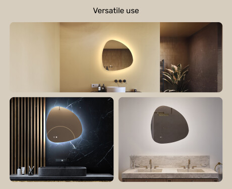 Irregular-shaped mirror with lighting, 64×64 cm, dual color, touch switch, heating mat #2