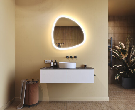 Irregular-shaped mirror with lighting, 74×74 cm, dual color, touch switch, heating mat #9