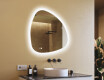 Irregular‑shaped mirror with lighting, 94×94 cm, dual color, touch switch, heating mat
