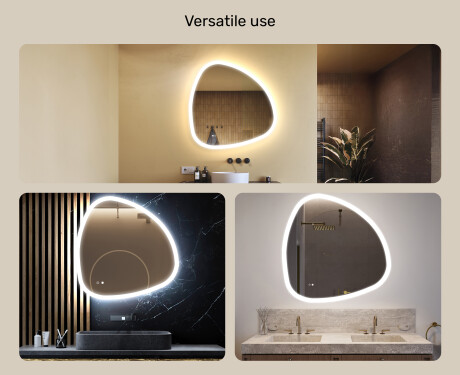 Irregular‑shaped mirror with lighting, 94×94 cm, dual color, touch switch, heating mat #2