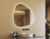 Irregular‑shaped mirror with lighting, 94×94 cm, dual color, touch switch, heating mat