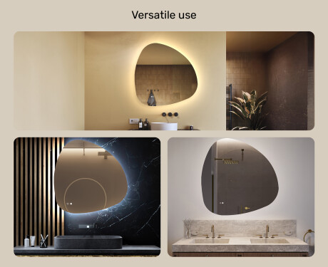 Irregular‑shaped mirror with lighting, 94×94 cm, dual color, touch switch, heating mat #2