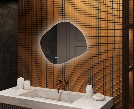 Bathroom mirror with lighting, 74×64 cm, dual color, touch switch, heating mat