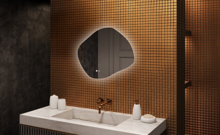 Bathroom mirror with lighting, 74×64 cm, dual color, touch switch, heating mat