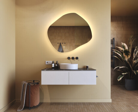 Bathroom mirror with lighting, 94×84 cm, dual color, touch switch, heating mat #9