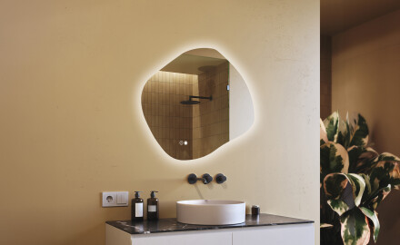 Bathroom mirror with lighting, 94×84 cm, dual color, touch switch, heating mat