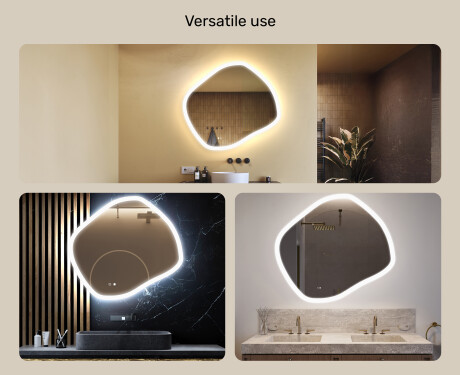 Bathroom mirror with lighting, 104×94 cm, dual color, touch switch, heating mat #2