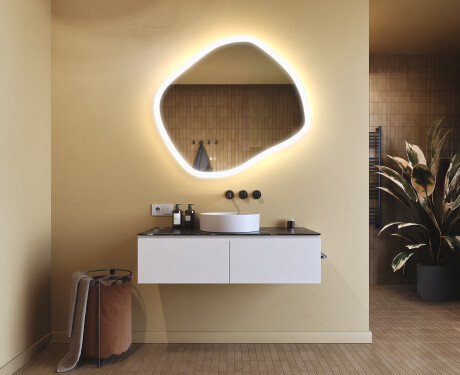 Bathroom mirror with lighting, 104×94 cm, dual color, touch switch, heating mat #9