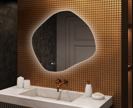 Bathroom mirror with lighting, 104×94 cm, dual color, touch switch, heating mat