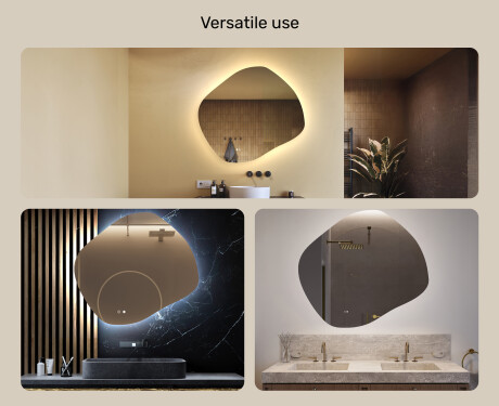 Bathroom mirror with lighting, 104×94 cm, dual color, touch switch, heating mat #2