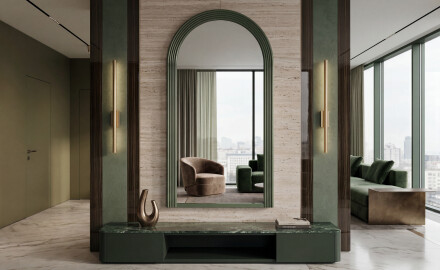 Modern mirror with a lacquered ARCUS MDF frame