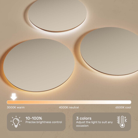 Round LED-lit mirror in a black aluminum frame #5