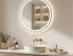 Round LED mirror in a gold aluminum frame