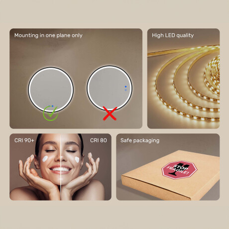 Round LED-backlit mirror - 60/80 cm in a silver aluminum frame #7