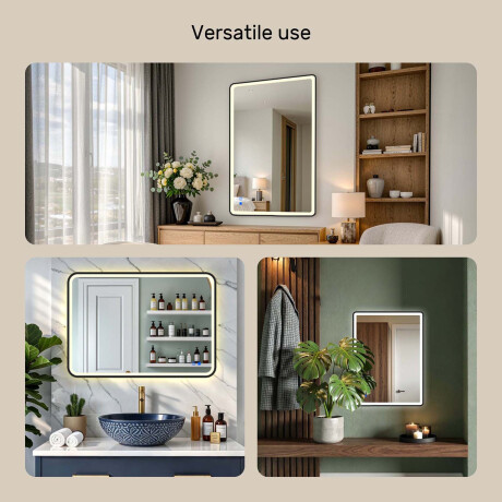 Rounded mirror with LED backlighting in a black aluminum frame #4