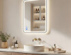 Rounded LED backlit mirror - 80x60/100x70/120x70 cm in a silver aluminum frame