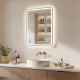 Rounded LED backlit mirror - 80x60/100x70/120x70 cm in a silver aluminum frame #1