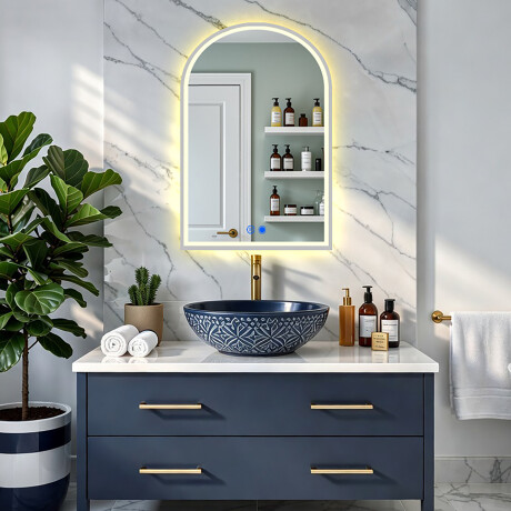 Irregular LED-backlit mirror – 60x90/70x100 cm in a silver aluminum frame #8