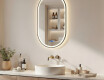 Oval LED-backlit mirror in a black aluminum frame