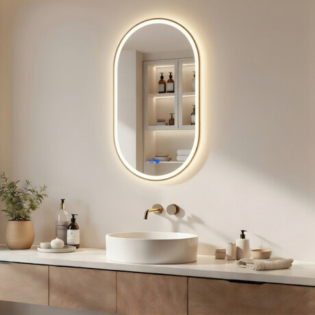 Oval LED mirror in a gold aluminum frame #1