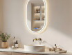 Oval LED-backlit mirror – 50x80/50x100 cm in a silver aluminum frame