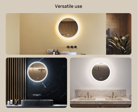 Round LED Bathroom Mirror 80 cm with Dual Color, Touch Switch and Heating Mat #2