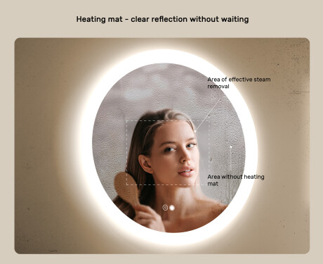 Round LED Bathroom Mirror 80 cm with Dual Color, Touch Switch and Heating Mat #4