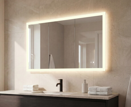 Rectangular LED Bathroom Mirror 80x60/60x80 cm with Dual Color, Touch Switch and Heating Mat