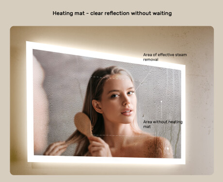 Rectangular LED Bathroom Mirror 80x60/60x80 cm with Dual Color, Touch Switch and Heating Mat #4