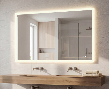 Rectangular LED Bathroom Mirror 80x60/60x80 cm with Dual Color, Touch Switch and Heating Mat #8