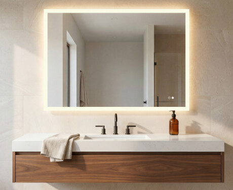 Rectangular LED Bathroom Mirror 80x60/60x80 cm with Dual Color, Touch Switch and Heating Mat #9