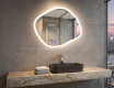 Irregular Illuminated Bathroom Mirror 84x74 cm with Dual Light Color, Touch Switch and Heating Mat