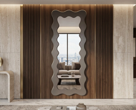 Decorative wavy mirror with a lacquered FLOW MDF frame #5