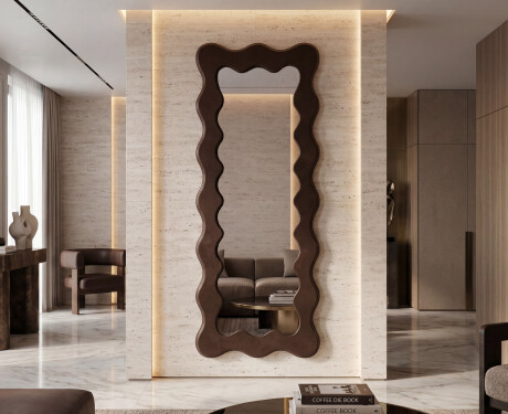 Decorative wavy mirror with a lacquered FLOW MDF frame #7