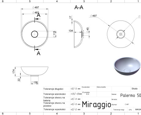 PALERMO MATT washbasin