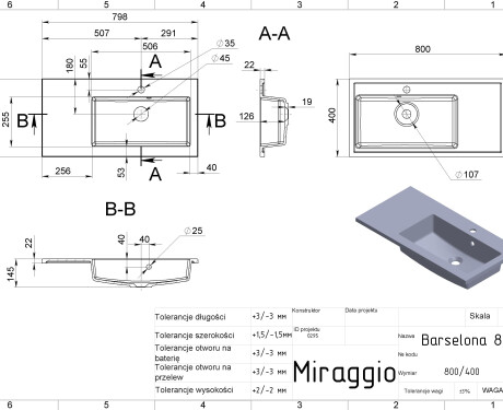 BARCELONA 800 R MATT washbasin