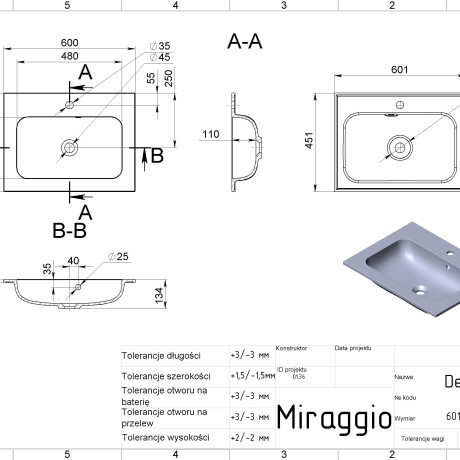 DELLA 600 MIRASOFT washbasin #1