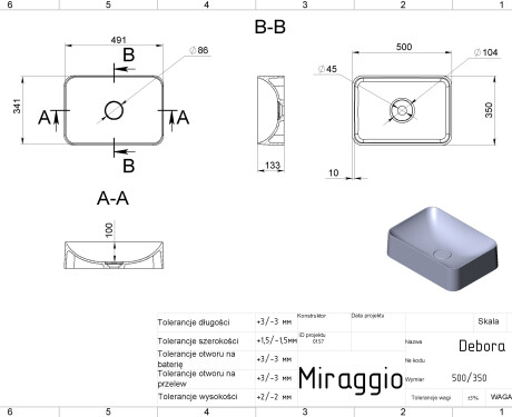 DEBORA MIRASOFT washbasin